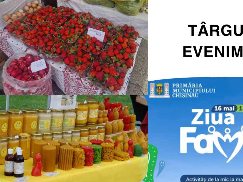 Târguri cu produse autohtone și evenimente desfășurate în sectoarele capitalei, în perioada: 15-17 mai 2026